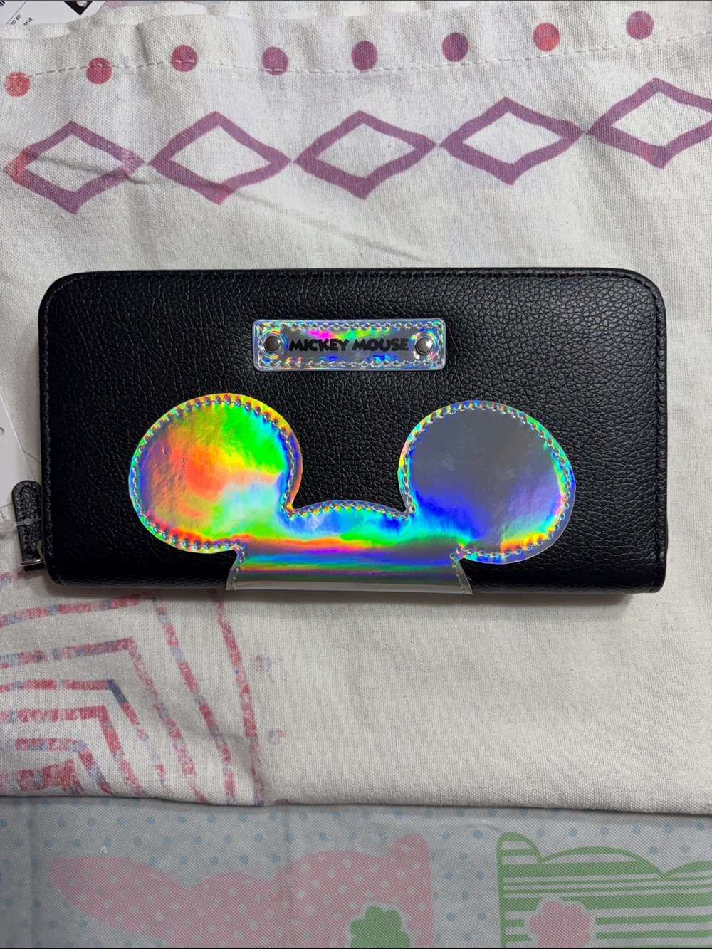 Disney Mickey Mouse Holographic Ears Black Zip Wallet